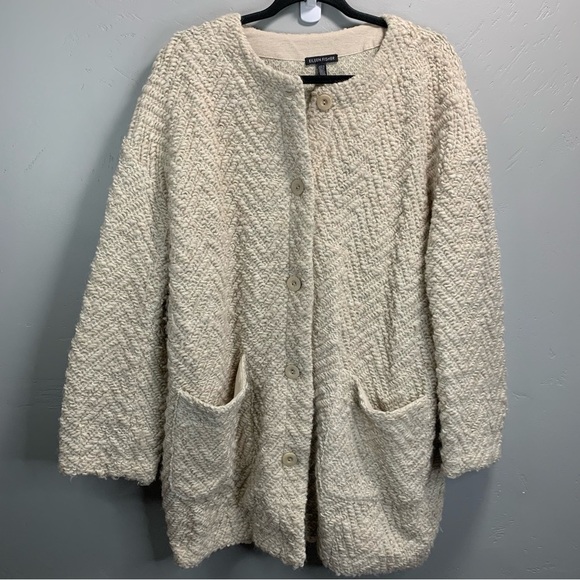 Eileen Fisher Chevron Sweater Jacket - Picture 4 of 7
